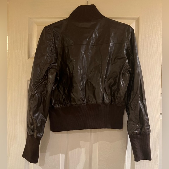Chocolate Brown Leather Jacket - Picture 3 of 5